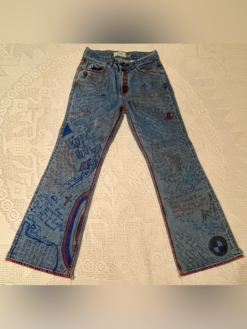 Vintage GAP Women’s Flare ‘Graffiti’ Jeans - Size 4 | Y2K